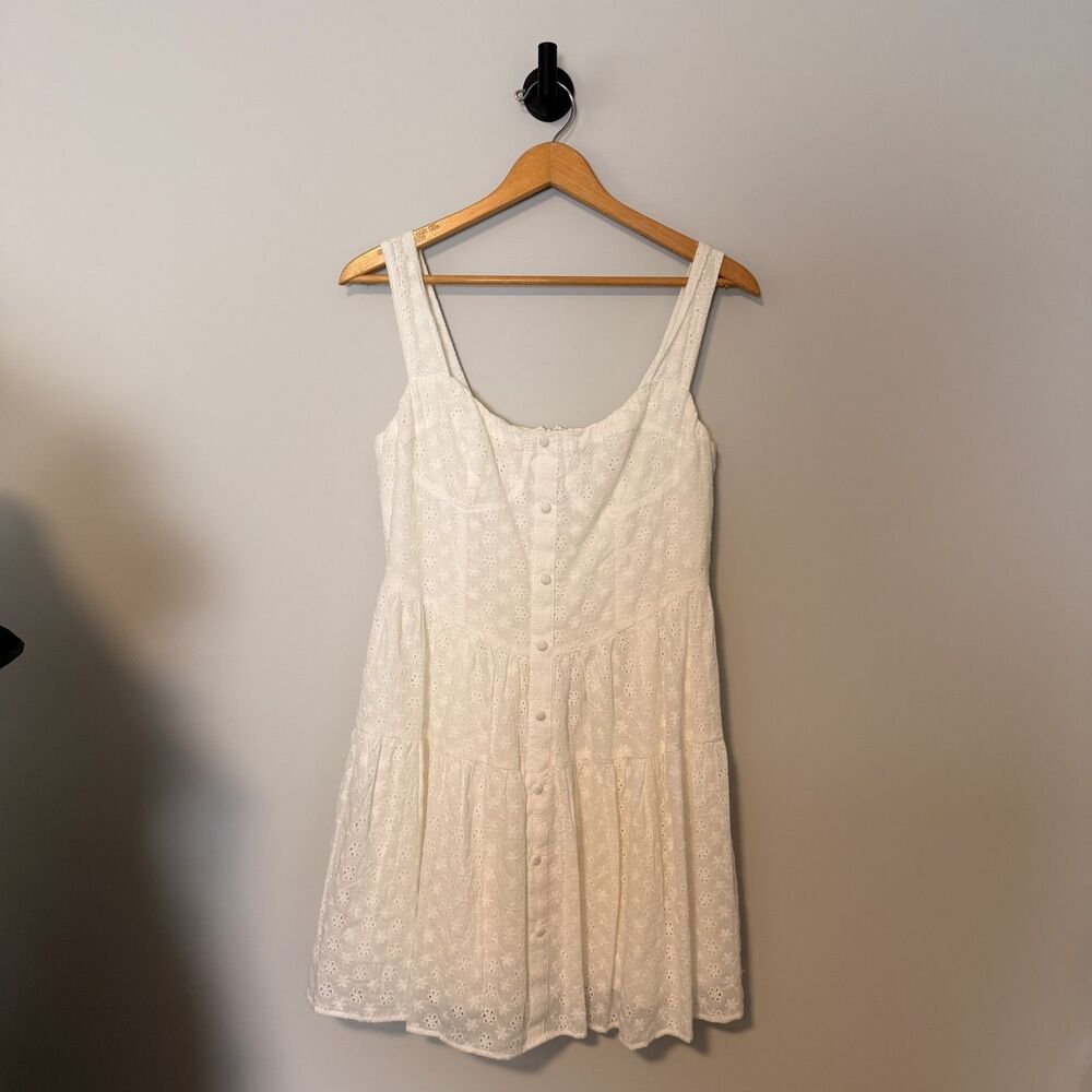 NWT Lulus Profound Sweetness White Eyelet Mini Dress Size Large Cotton - Picture 3 of 16